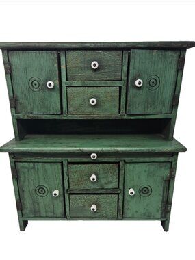Antique Miniature Wood Salesman Sample Step Back Kitchen Cupboard Cabinet Folds